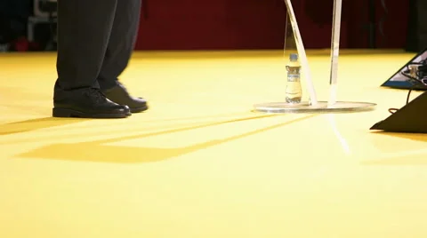 Conference Speaker Walking on the Stage Stock Footage 68621592