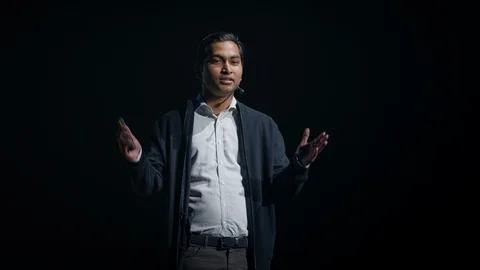 Conference Stage: Hardware Engineer, Software Developer Presents New Project Stock Footage 122814539