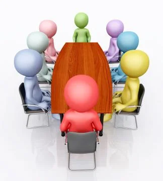 Conference table and 3D figures Stock Illustration
