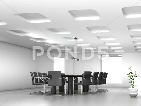 Conference table and chairs in meeting room Stock Illustration