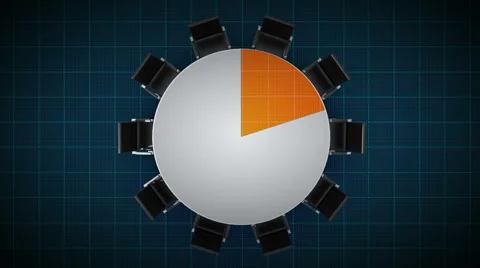 Conference table changes pie chart, indicated 20 percent. business room. Stock Footage