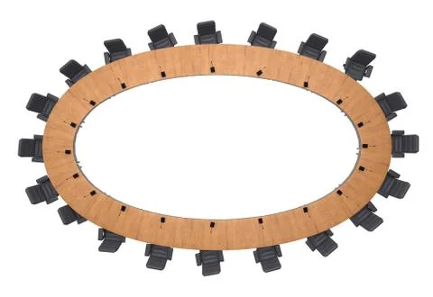Conference table top view isolated on white 3d rendering Stock Illustration