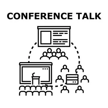 Conference talk presentation spreading knowledge to audience Illustration