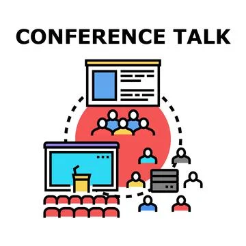 Conference talk presentation spreading knowledge to audience Illustration
