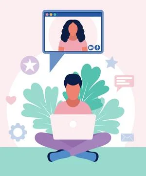 Conference video call Stock Illustration