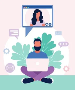 Conference video call Stock Illustration