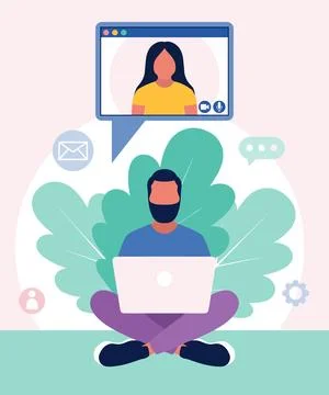 Conference video call Stock Illustration