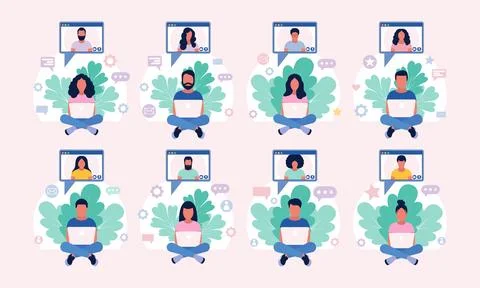 Conference video call Stock Illustration