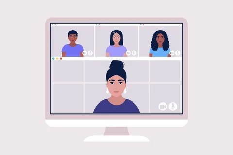 Conference video call Stock Illustration