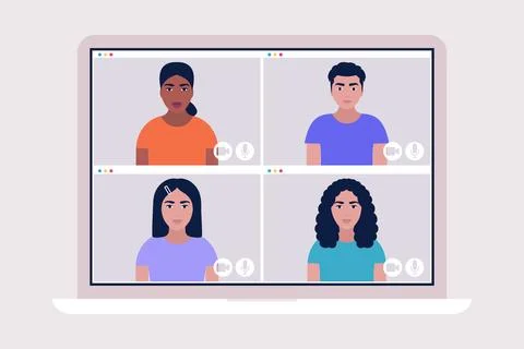 Conference video call Stock Illustration