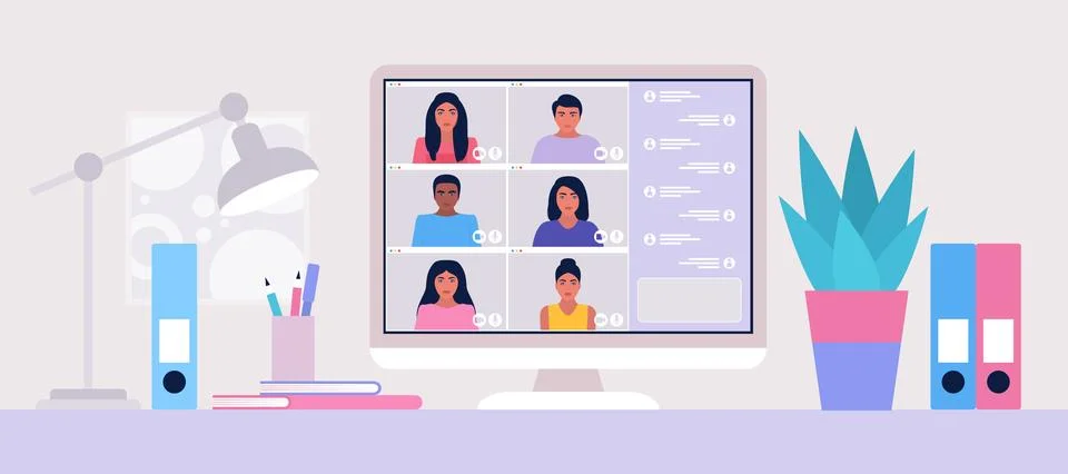 Conference video call Stock Illustration