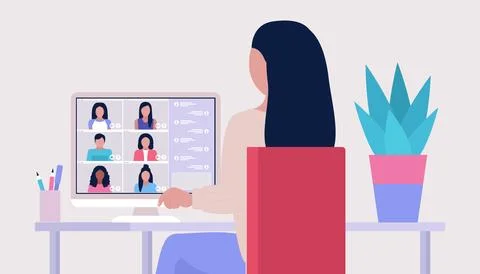 Conference video call Stock Illustration