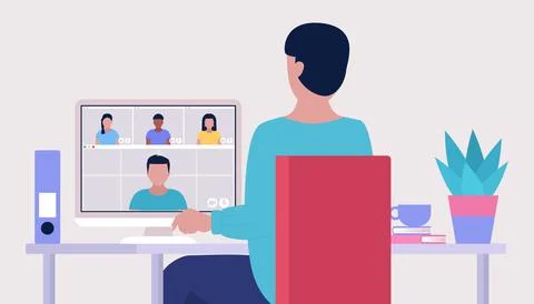 Conference video call Stock Illustration