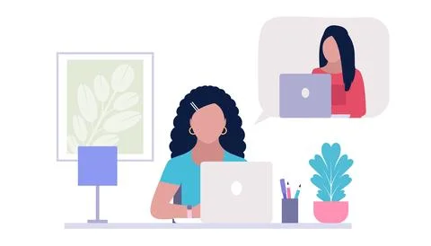Conference, video, network, computer, call, diversity, quarantine, distance.. Stock Illustration