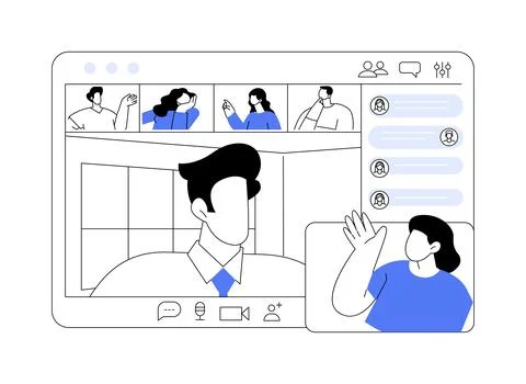 Conferencing app isolated cartoon vector illustrations. Ilustración de archivo