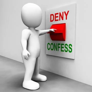 Confess deny switch shows confessing or denying guilt innocence Stock Illustration