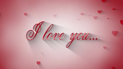 Confession in love. Romantic red background with hearts. Stock Footage 236987864