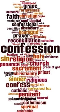 Confession word cloud Stock Illustration