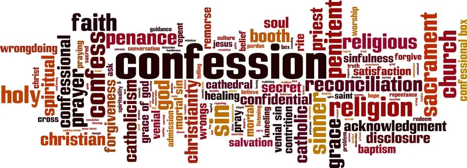Confession word cloud Stock Illustration