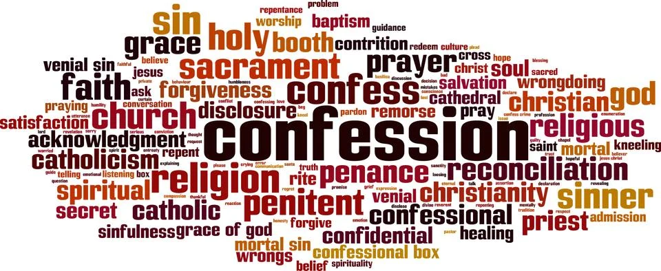 Confession word cloud Stock Illustration