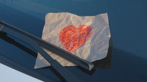Confessions on a Windshield - Hand Drawn Heart - camera pan Stock-Footage 62251745