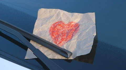 Confessions on a Windshield - Hand Drawn Heart - camera pan Stock-Footage 62269163