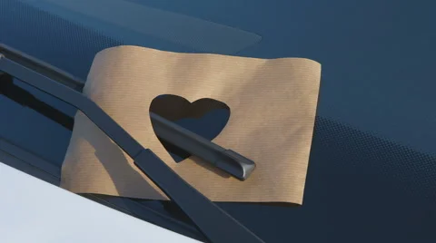 Confessions on a Windshield - Paper Cut - Heart Shape - camera pan Vídeos de archivo 62214712