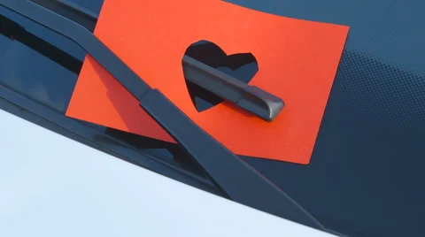 Confessions on a Windshield - Paper Cut - Heart Shape - camera pan Vídeos de archivo 62251256