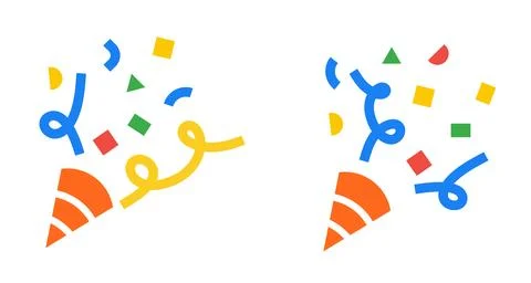 Confetti and festive ribbons falling, vibrant colorful confetti and ribbons fall Stockillustratie