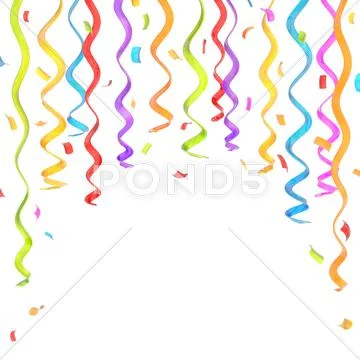 Confetti and serpentine composition isolated Stock Illustration