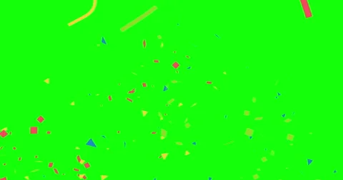 Confetti and streamer animation isolated on green background. Festive holiday Stock Footage 235565648
