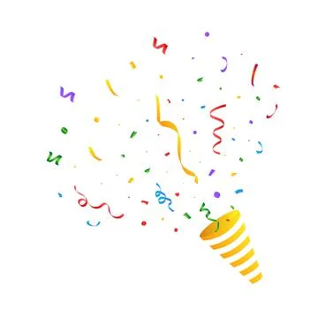 Confetti and tinsel explosion background. Realistic ribbon and confetti vecto Stock Illustration