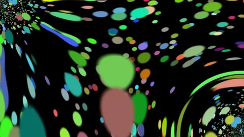 Confetti Animation gets distorted by two glass spheres. Colorful Dots 動画素材 105201185