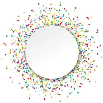 Confetti behind white empty frame Stock Illustration