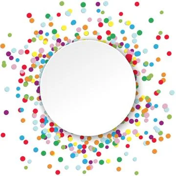 Confetti behind white empty frame Stock Illustration