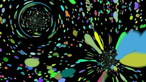 Confetti Blaster Canon Animation gets distorted by two glass spheres. 動画素材 105261180