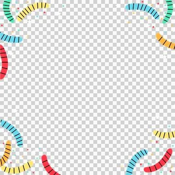 Confetti border is appearing in flat vector with dots  and  stars on transparent Stock Illustration