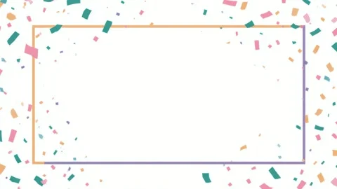 Confetti border frame with copy space text overlay, hand drawn digital stop.. Stock Footage 342046401