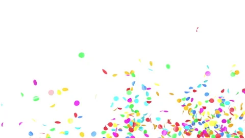 Confetti Bright Colors Falling on White Background, Alpha Channel 3d Animation Vídeos de archivo 310317411