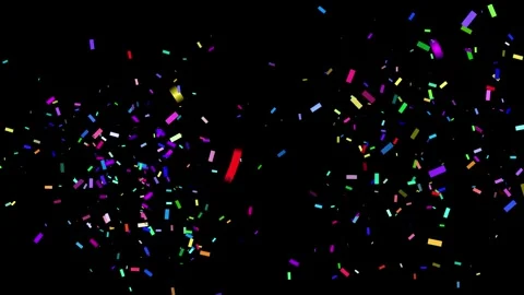 Confetti burst explodes from sides revealing colorful falling pieces Stock Footage 327467975