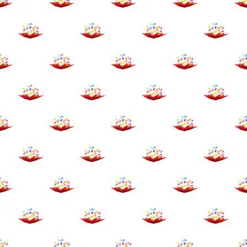 Confetti bursting from open gift box pattern Stock Illustration