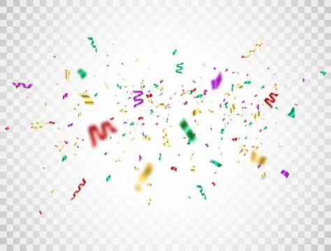 Confetti color explosion on transparent background. Falling colorful confetti Stock Illustration