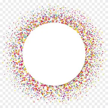 Confetti colorful button circle white background transparent Stock Illustration