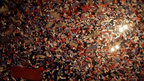 Confetti At Concert Raining Down From Above Slow Motion 1 Stock Footage 116599504