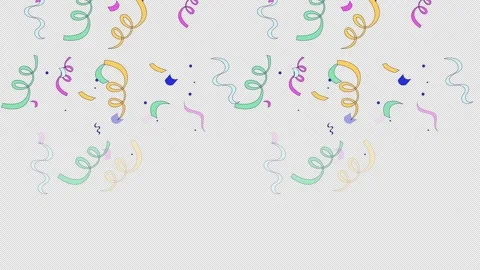 Confetti curling streamers falling down top border video overlay Stock Footage 333110022