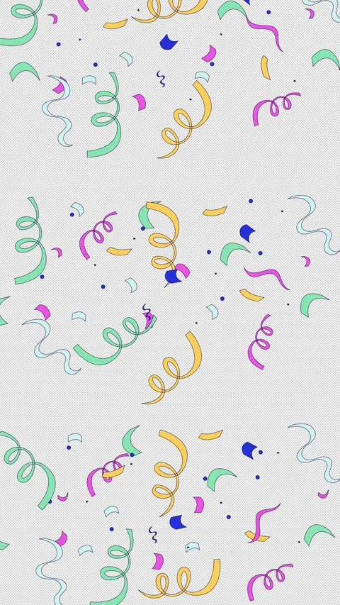 Confetti curling streamers falling effect vertical animation Stock Footage 333309279