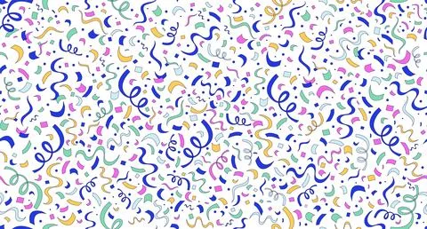 Confetti curling streamers seamless pattern illustration Stock Illustration
