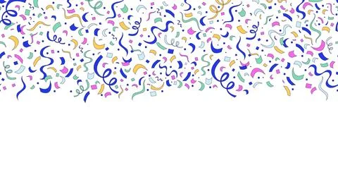 Confetti curling streamers top frame illustration イラスト素材