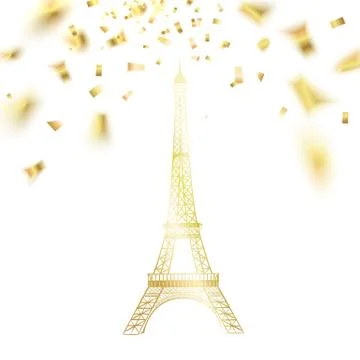 Confetti with eiffel tower Illustrazione stock