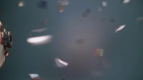 Confetti From Exploding Party Popper Vertical Video Video stock 84960832